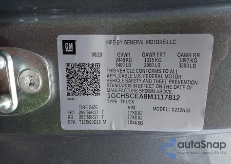 2021 Chevrolet Colorado 2Wd Long Box Lt из США, поврежденный, VIN 1GCHSCEA8M1117812